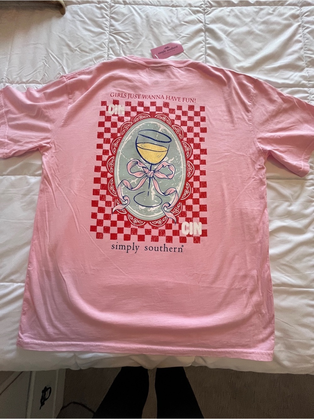 Simply Southern Light Pink “Girls Just Wanna Have Fun” Mineral Washed Size XLrge